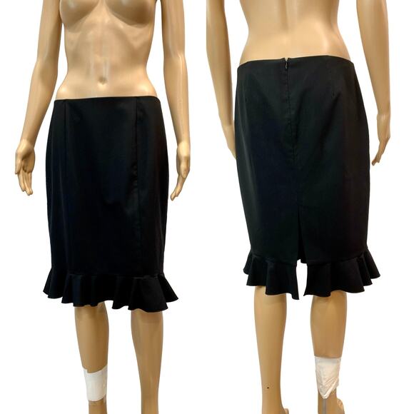 Trina Turk BLACK Pencil Skirt Flounce Hem | STRETCH | size 6 - Picture 6 of 9